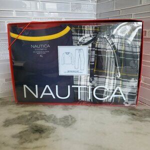 Nautica Men's XL Long Sleeved Lightweight Cotton PJ's NEW